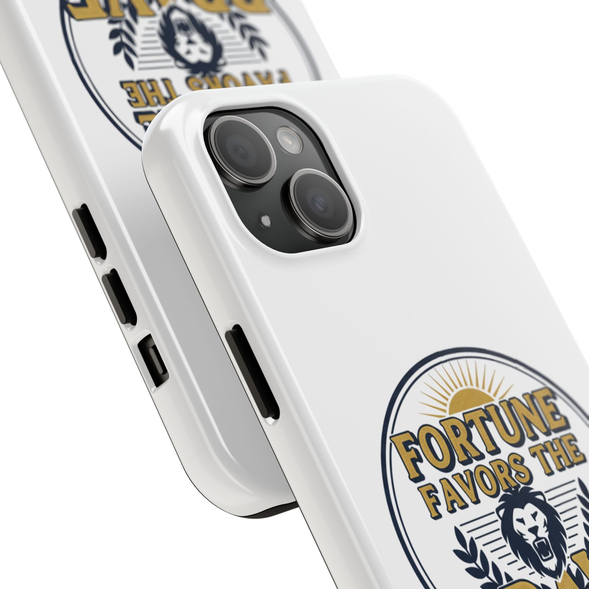 Fortune Favors the Brave Phone Case (Protective Tough Case with Lion Emblem)