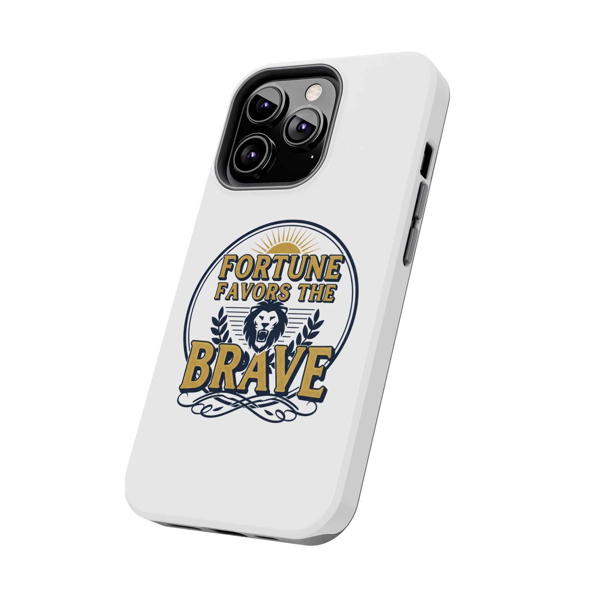 Fortune Favors the Brave Phone Case (Protective Tough Case with Lion Emblem)