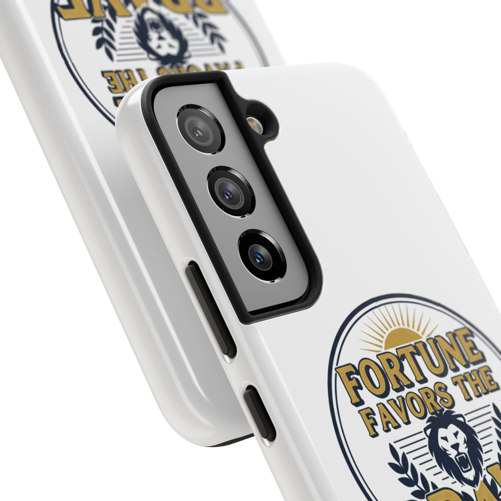 Fortune Favors the Brave Phone Case (Protective Tough Case with Lion Emblem)