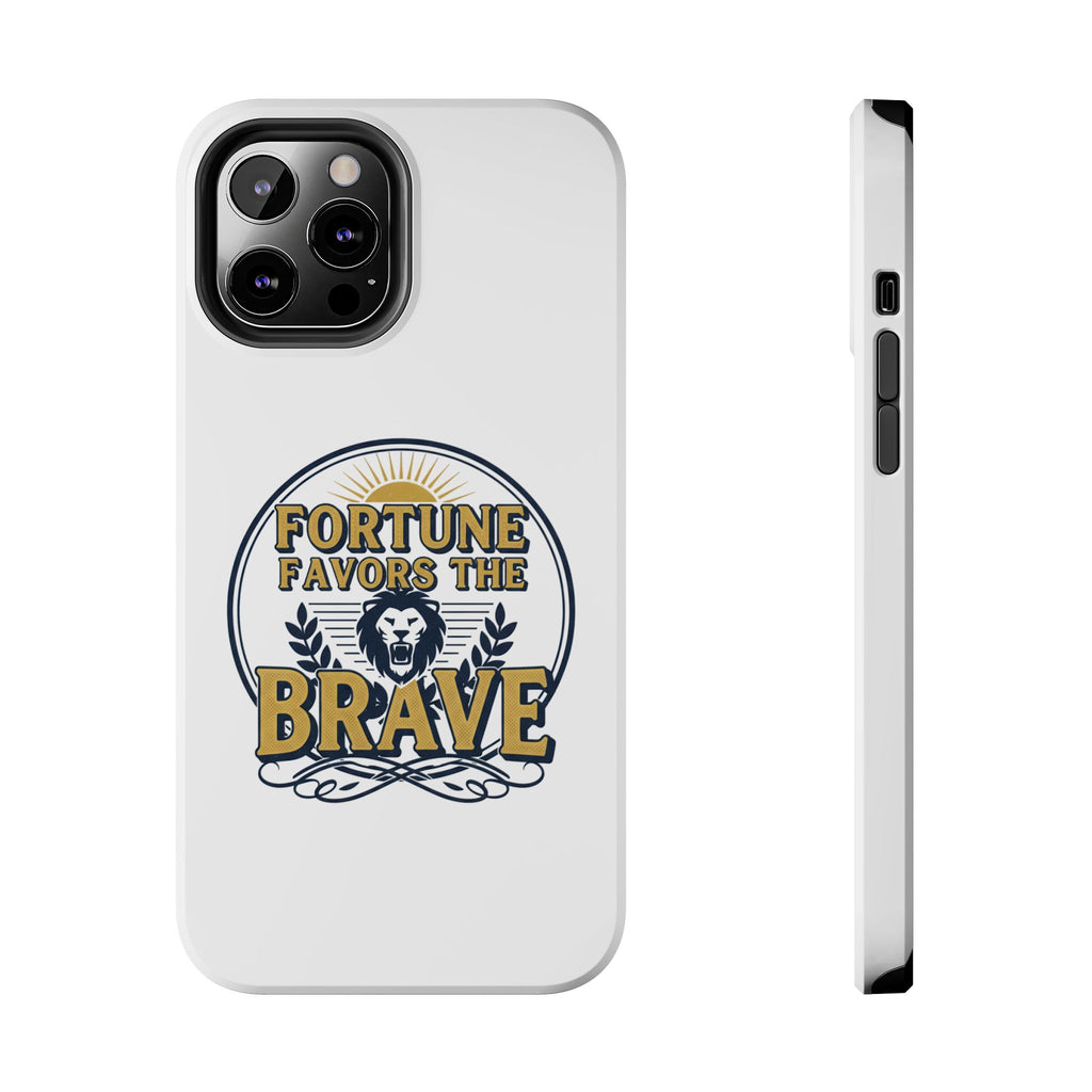 Fortune Favors the Brave Phone Case (Protective Tough Case with Lion Emblem)