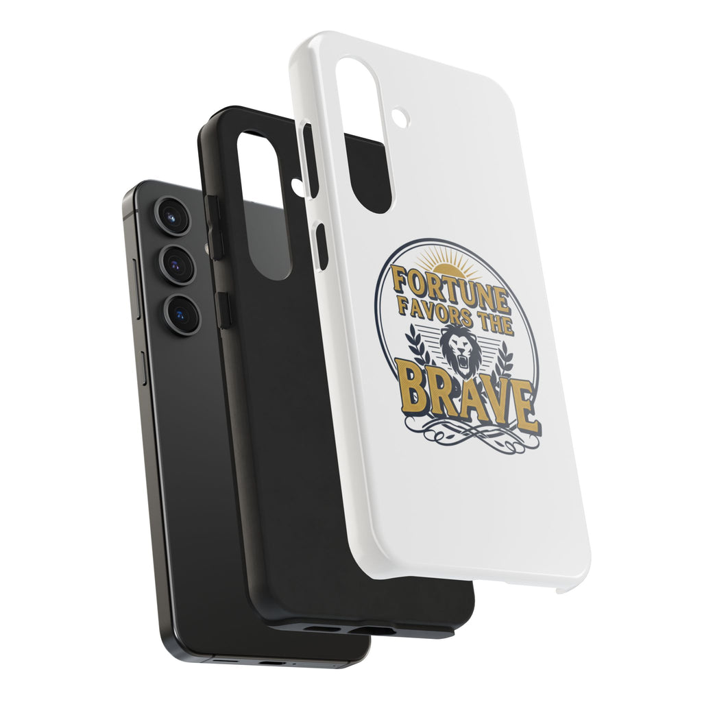 Fortune Favors the Brave Phone Case (Protective Tough Case with Lion Emblem)