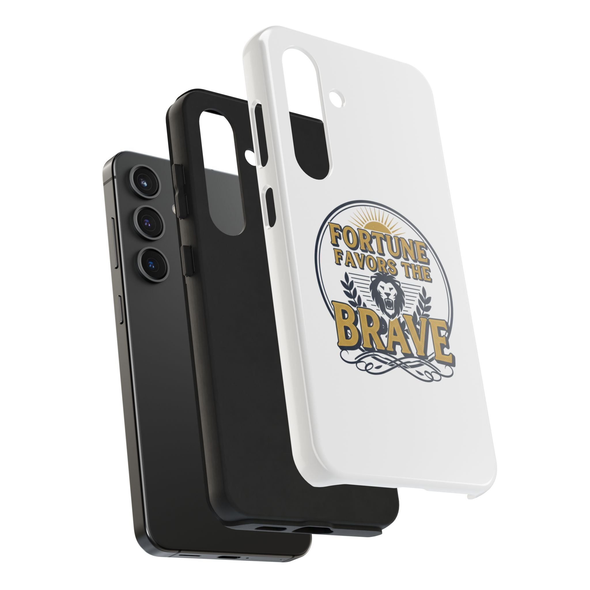 Fortune Favors the Brave Phone Case (Protective Tough Case with Lion Emblem)