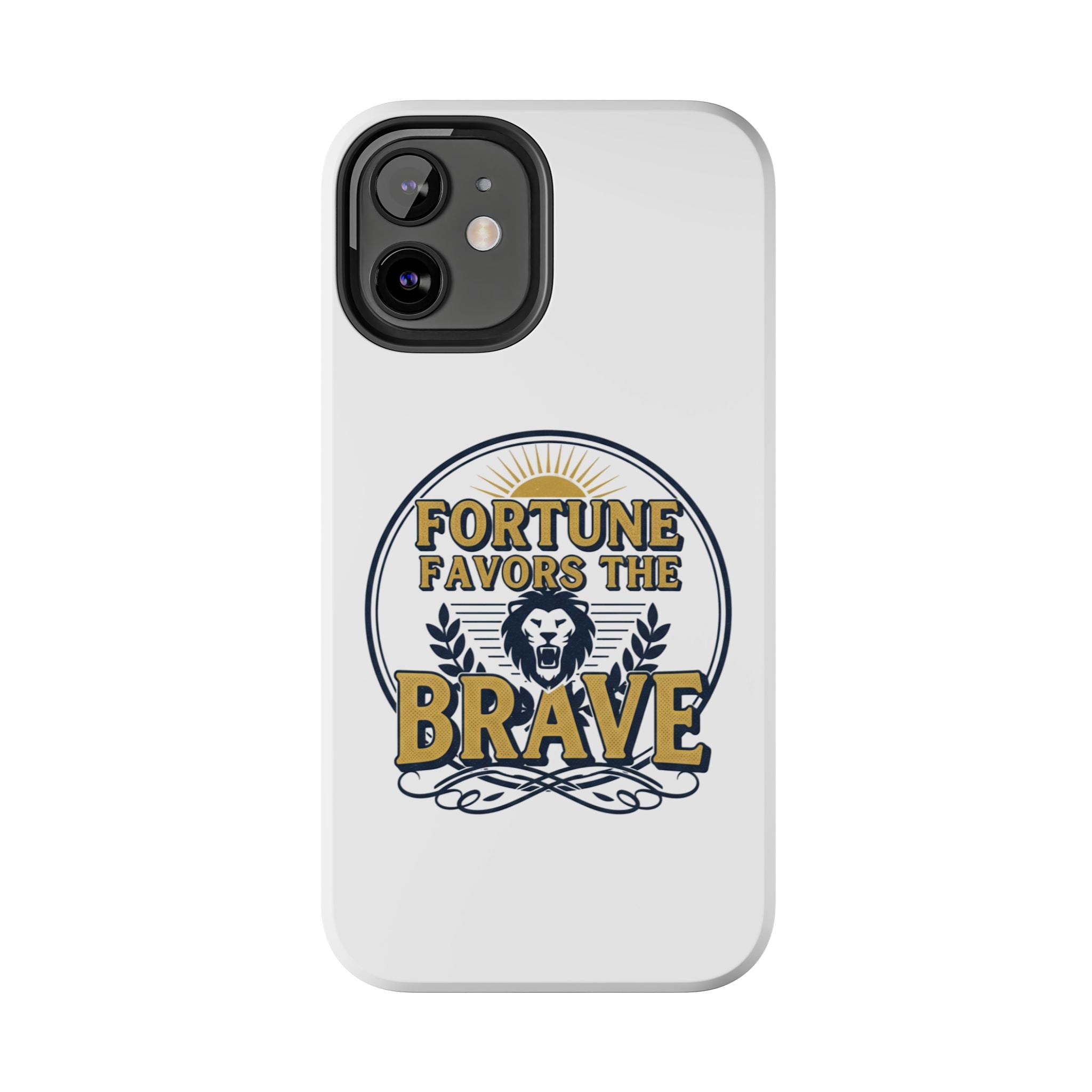 Fortune Favors the Brave Phone Case (Protective Tough Case with Lion Emblem)