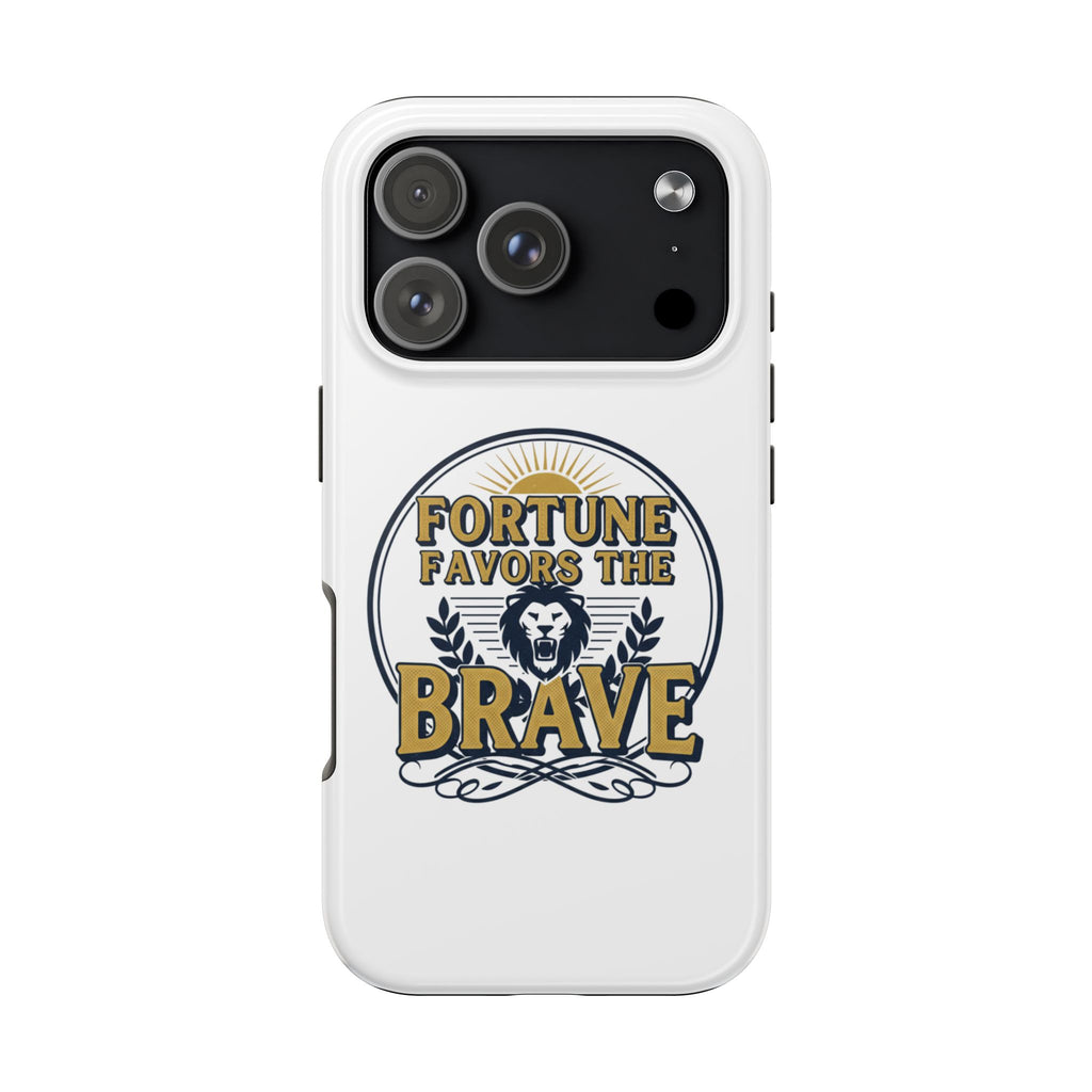 Fortune Favors the Brave Phone Case (Protective Tough Case with Lion Emblem)