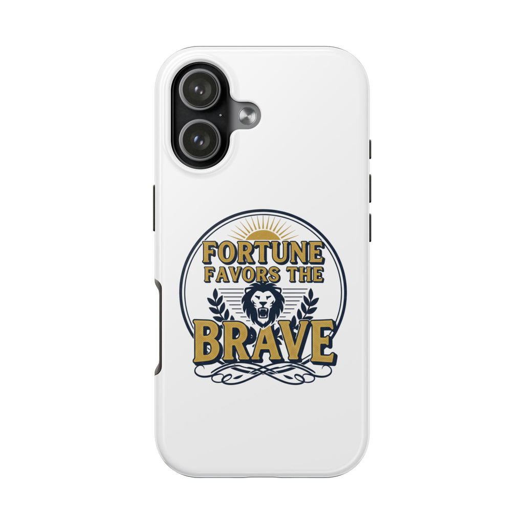 Fortune Favors the Brave Phone Case (Protective Tough Case with Lion Emblem)