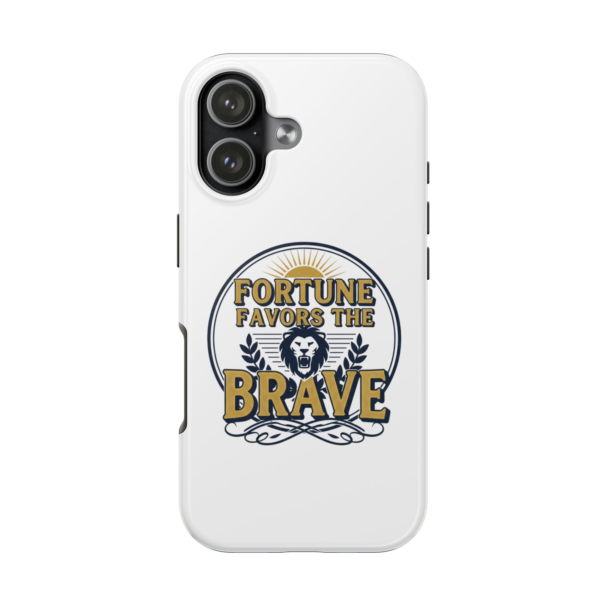 Fortune Favors the Brave Phone Case (Protective Tough Case with Lion Emblem)