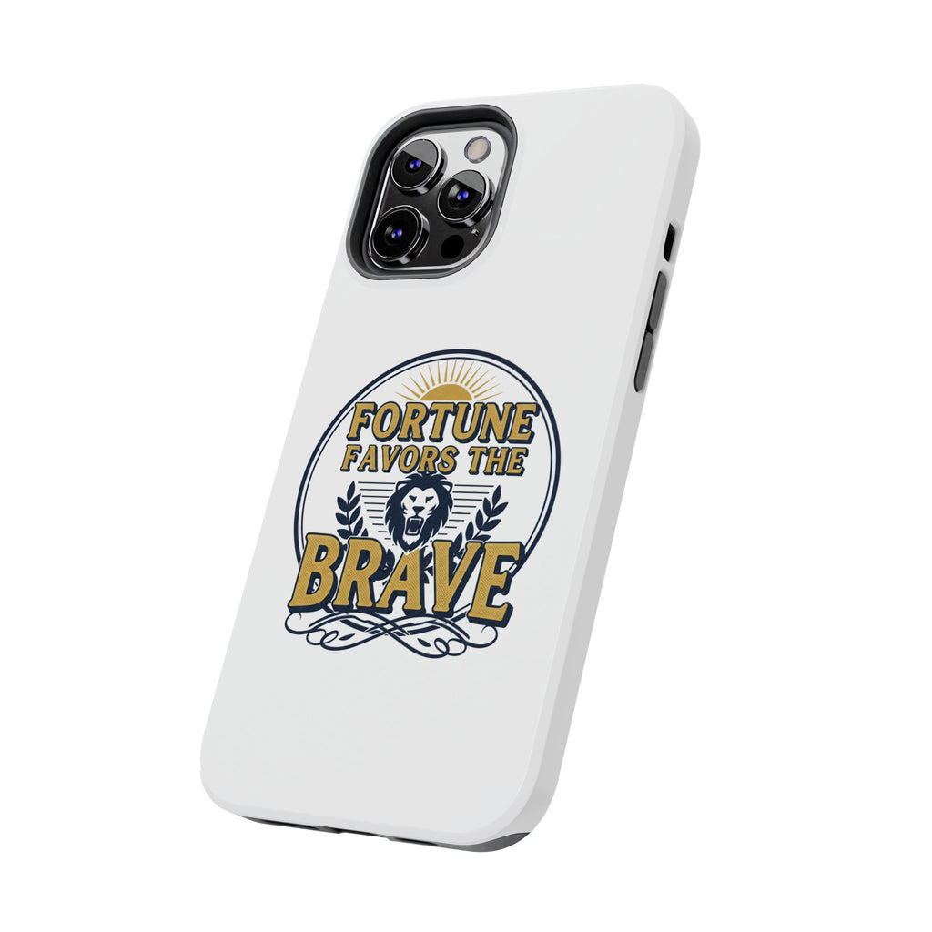 Fortune Favors the Brave Phone Case (Protective Tough Case with Lion Emblem)