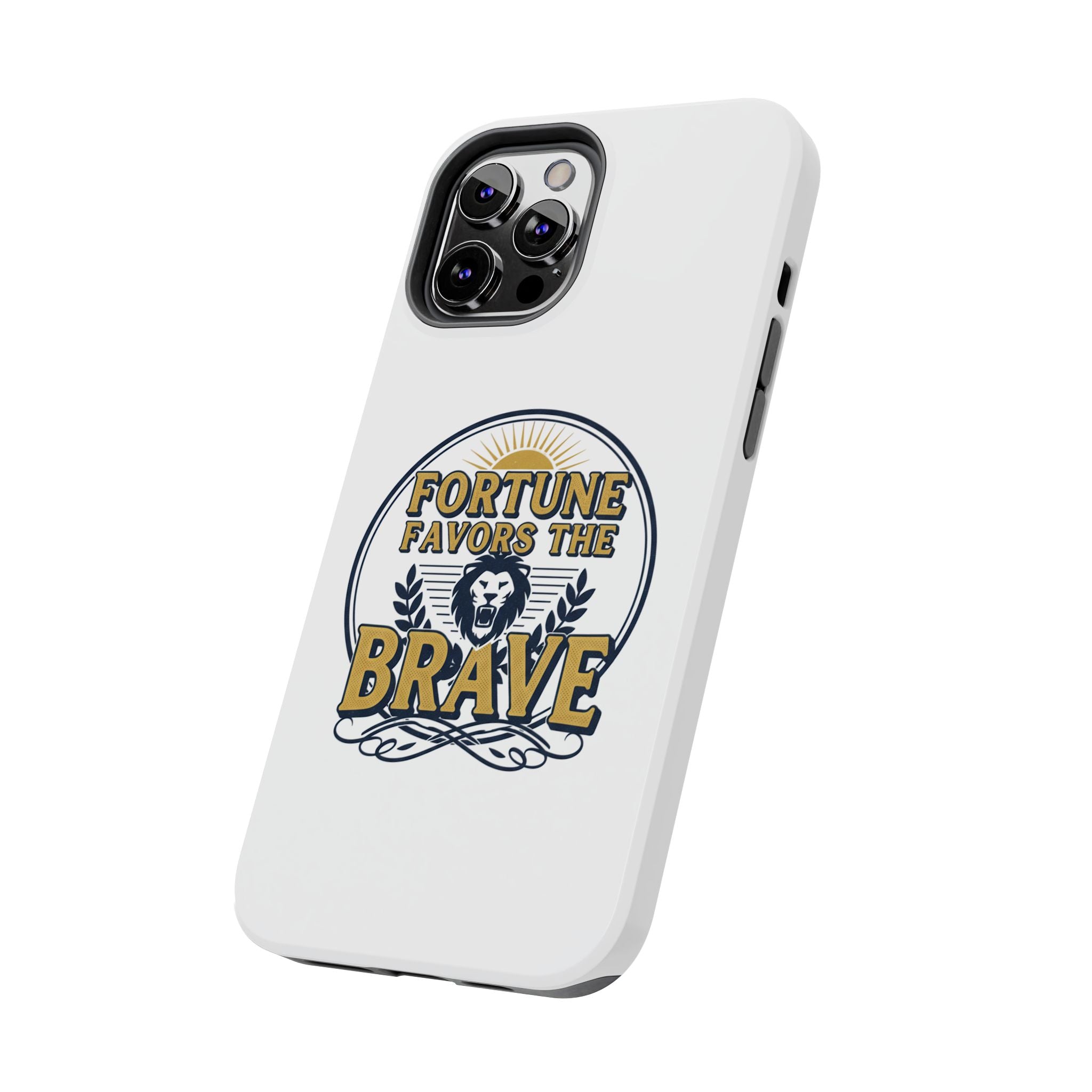 Fortune Favors the Brave Phone Case (Protective Tough Case with Lion Emblem)