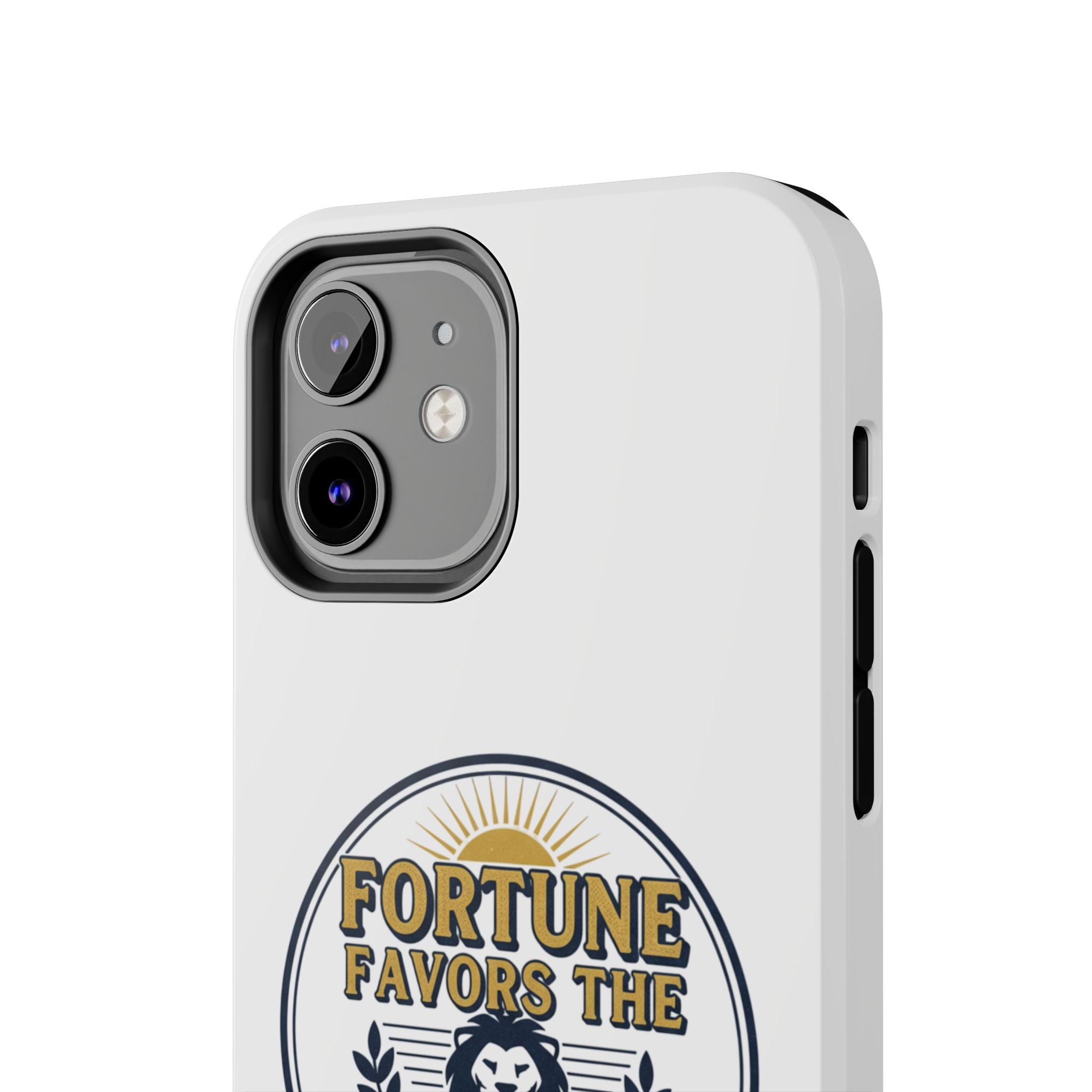 Fortune Favors the Brave Phone Case (Protective Tough Case with Lion Emblem)