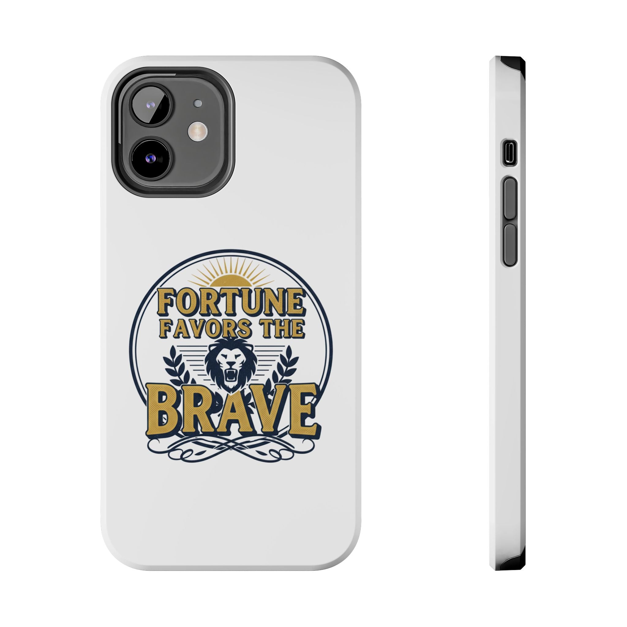 Fortune Favors the Brave Phone Case (Protective Tough Case with Lion Emblem)