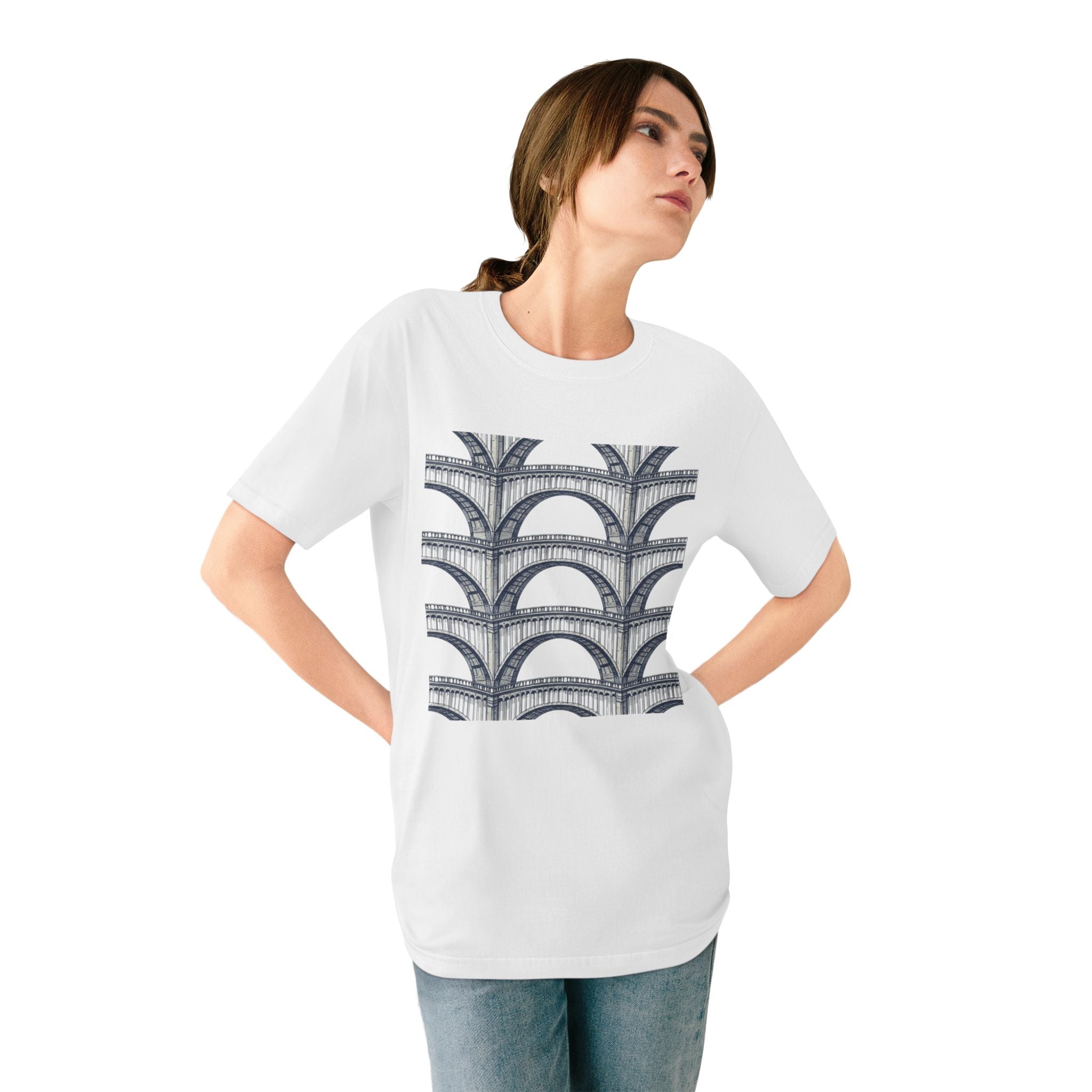 Architectural Arch Pattern T-Shirt — Minimalist Geometric Design