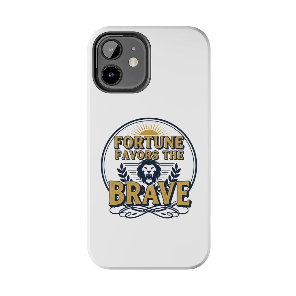 Fortune Favors the Brave Phone Case (Protective Tough Case with Lion Emblem)
