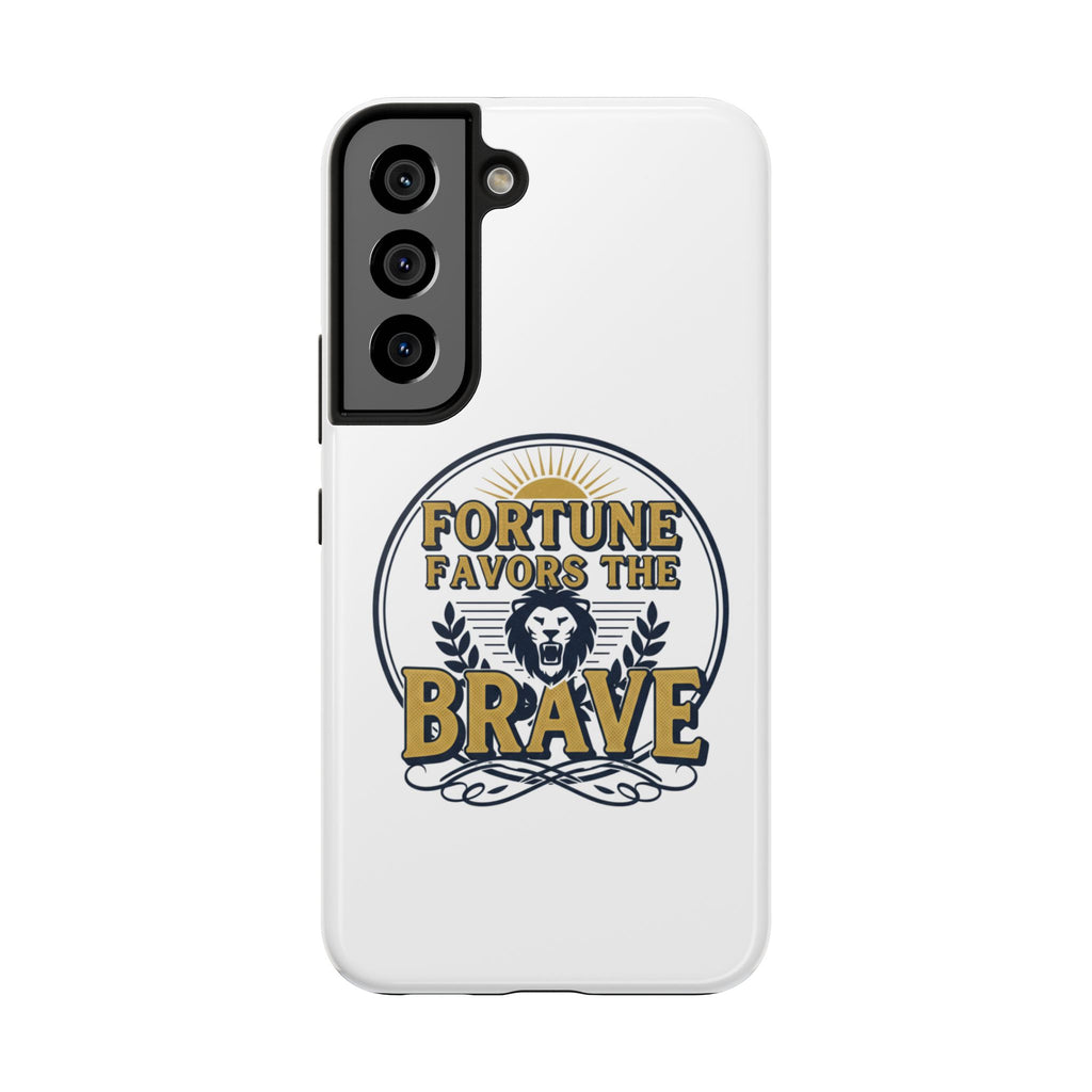 Fortune Favors the Brave Phone Case (Protective Tough Case with Lion Emblem)