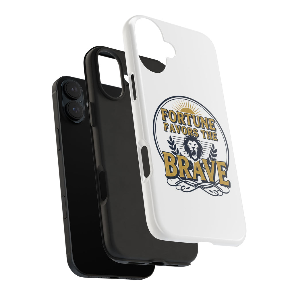 Fortune Favors the Brave Phone Case (Protective Tough Case with Lion Emblem)