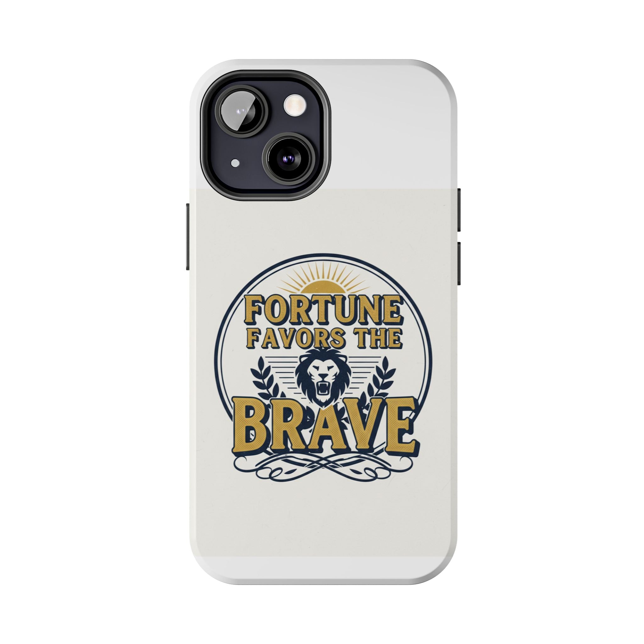 Fortune Favors the Brave Phone Case — Protective Tough Case with Lion Emblem
