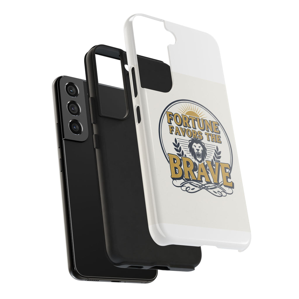 Fortune Favors the Brave Phone Case — Protective Tough Case with Lion Emblem