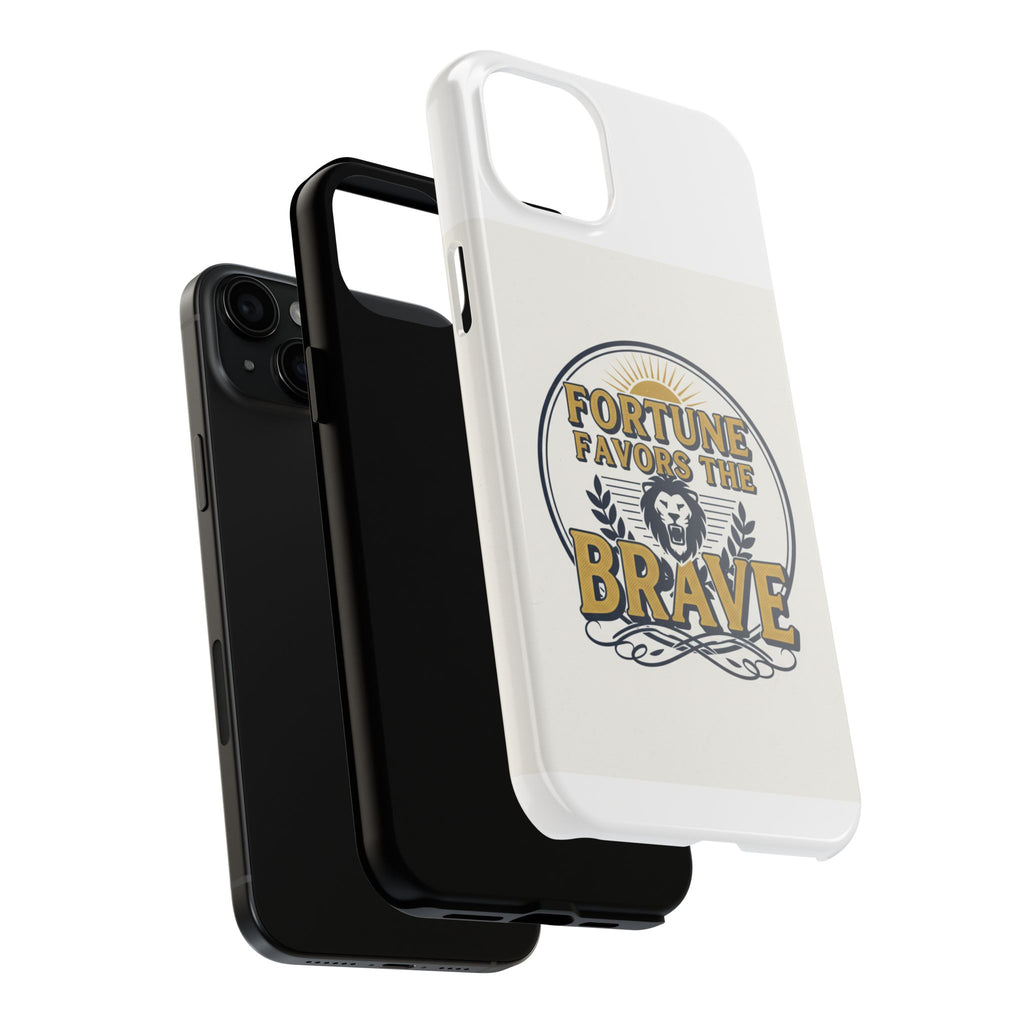 Fortune Favors the Brave Phone Case — Protective Tough Case with Lion Emblem