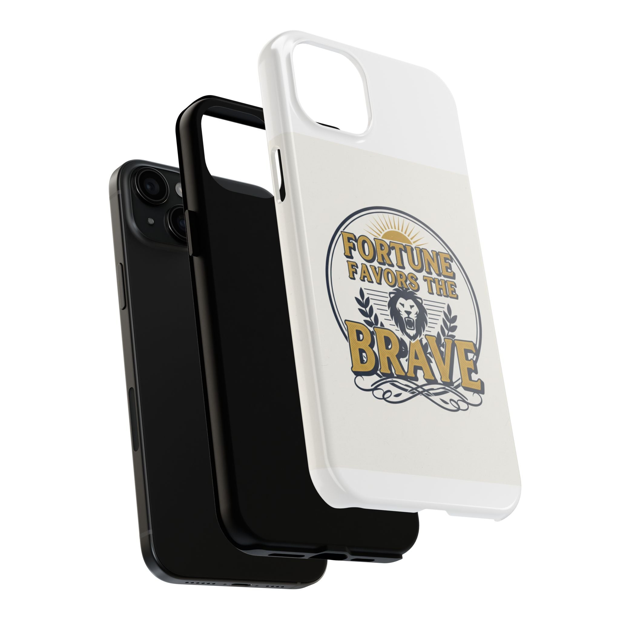 Fortune Favors the Brave Phone Case — Protective Tough Case with Lion Emblem
