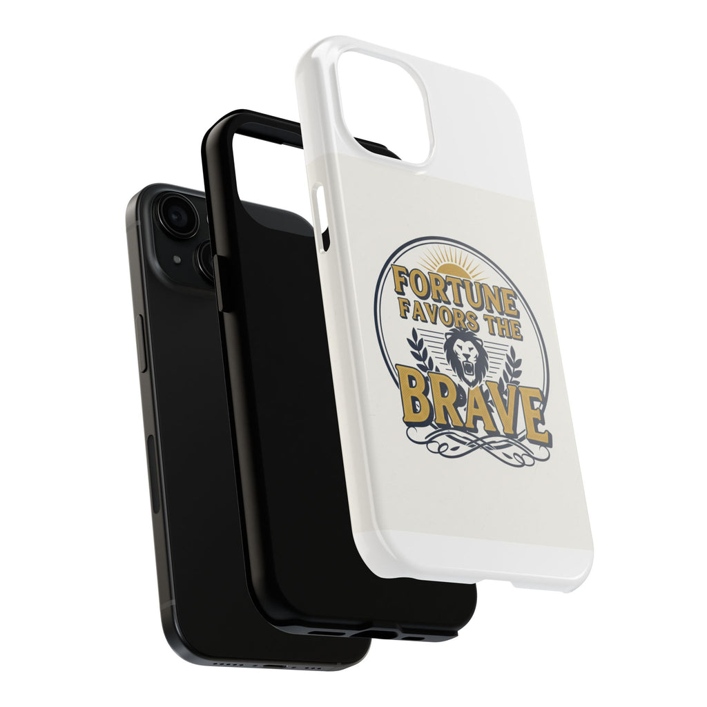 Fortune Favors the Brave Phone Case — Protective Tough Case with Lion Emblem
