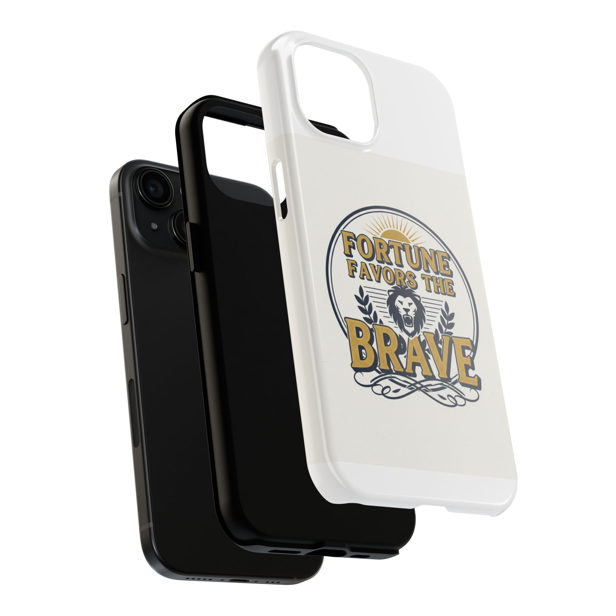 Fortune Favors the Brave Phone Case — Protective Tough Case with Lion Emblem