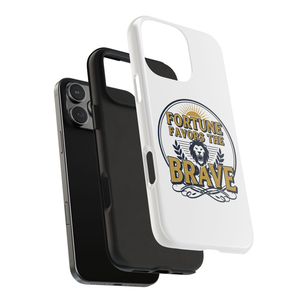 Fortune Favors the Brave Phone Case (Protective Tough Case with Lion Emblem)