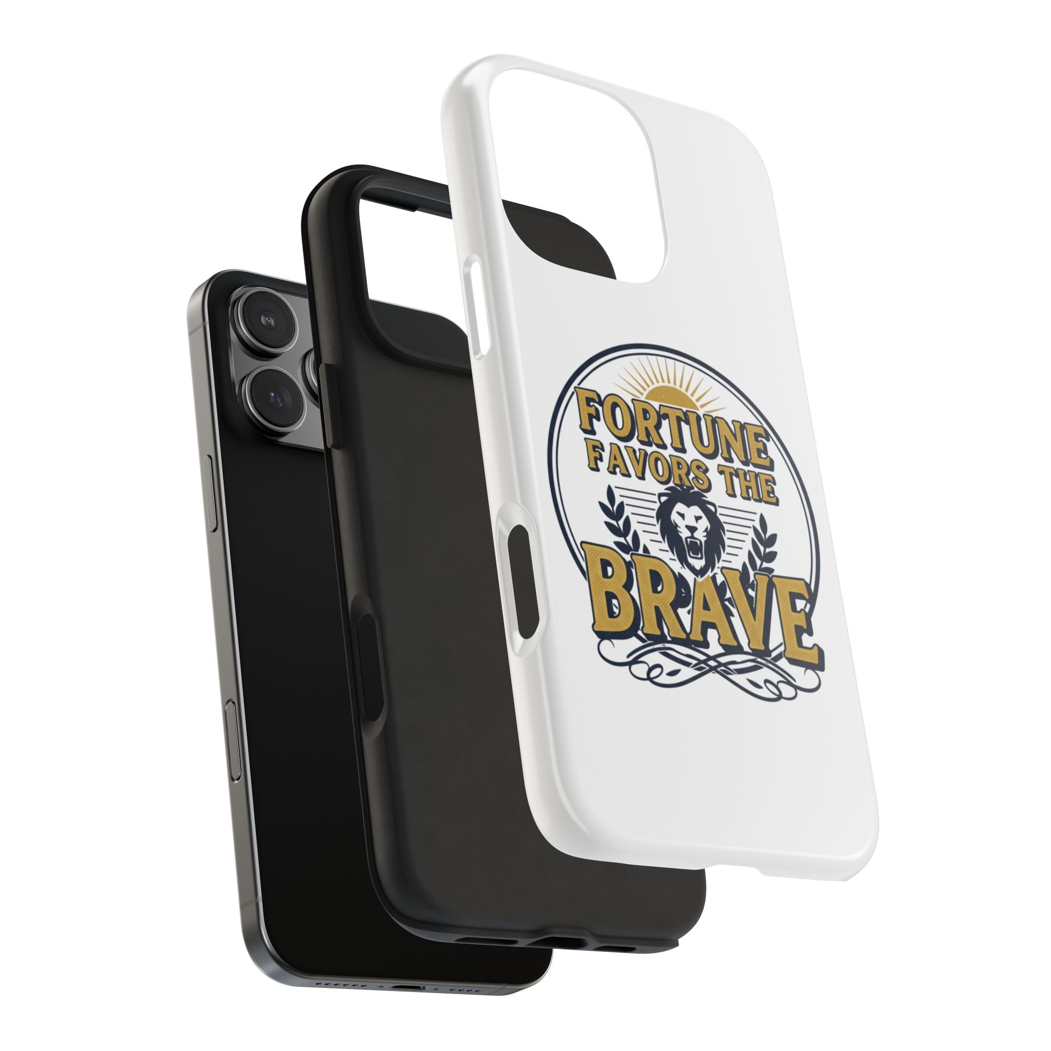 Fortune Favors the Brave Phone Case (Protective Tough Case with Lion Emblem)