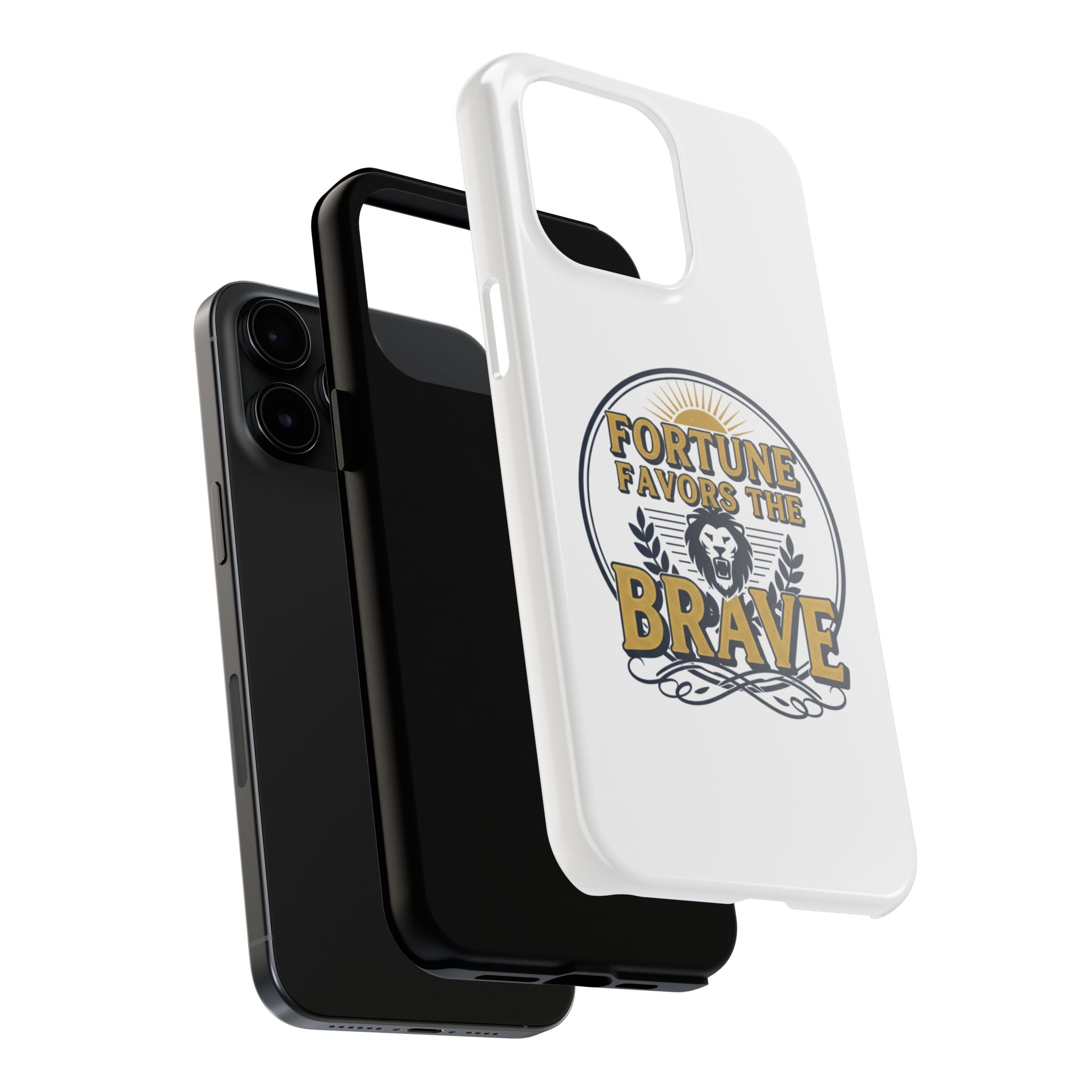 Fortune Favors the Brave Phone Case (Protective Tough Case with Lion Emblem)