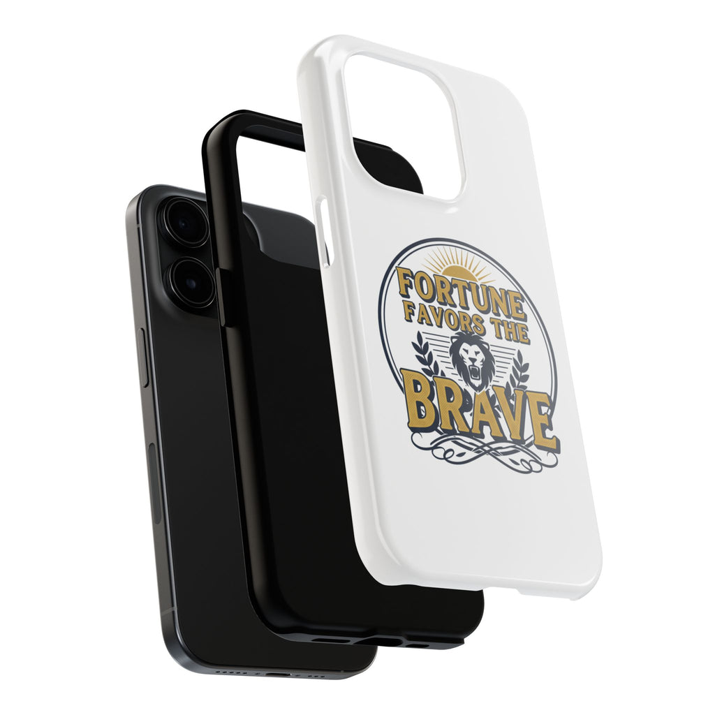 Fortune Favors the Brave Phone Case (Protective Tough Case with Lion Emblem)