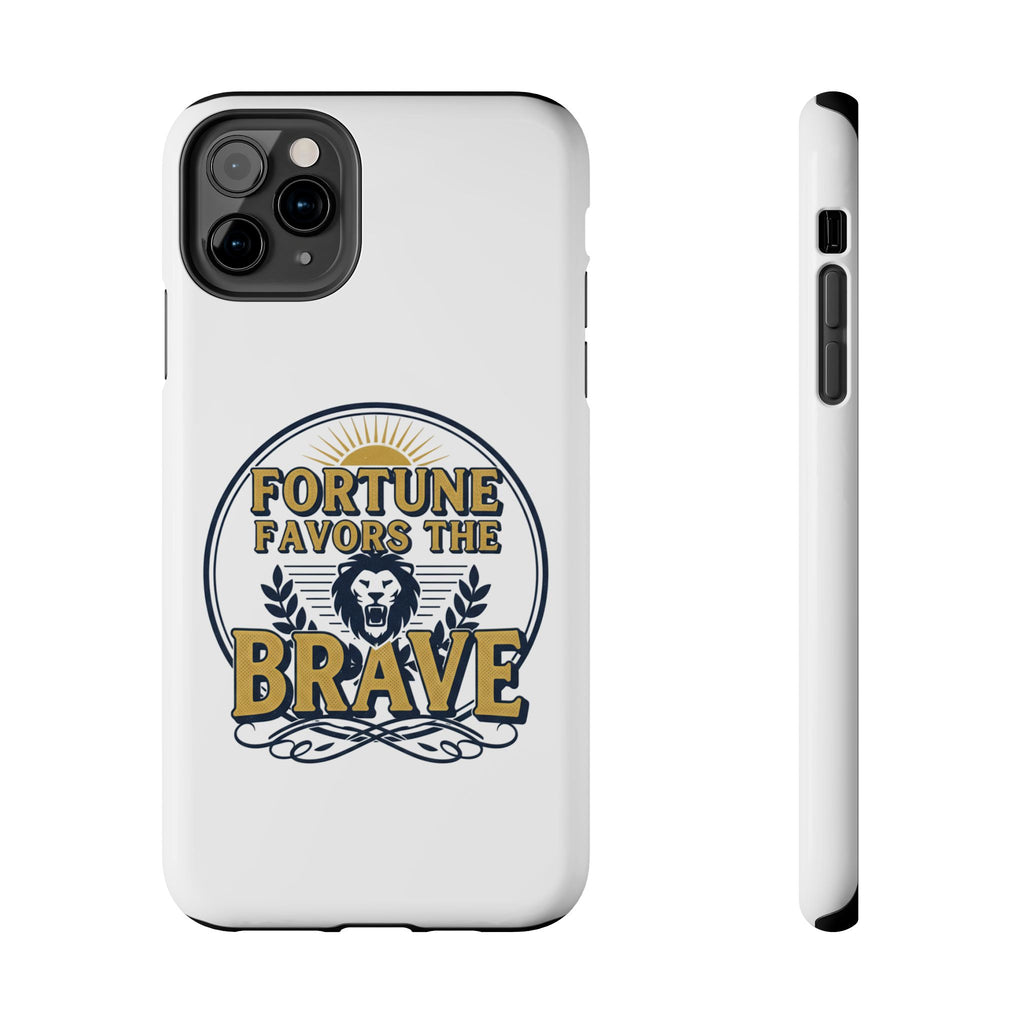 Fortune Favors the Brave Phone Case (Protective Tough Case with Lion Emblem)