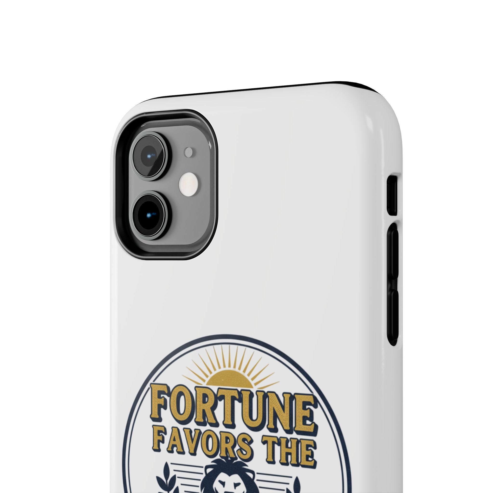 Fortune Favors the Brave Phone Case (Protective Tough Case with Lion Emblem)