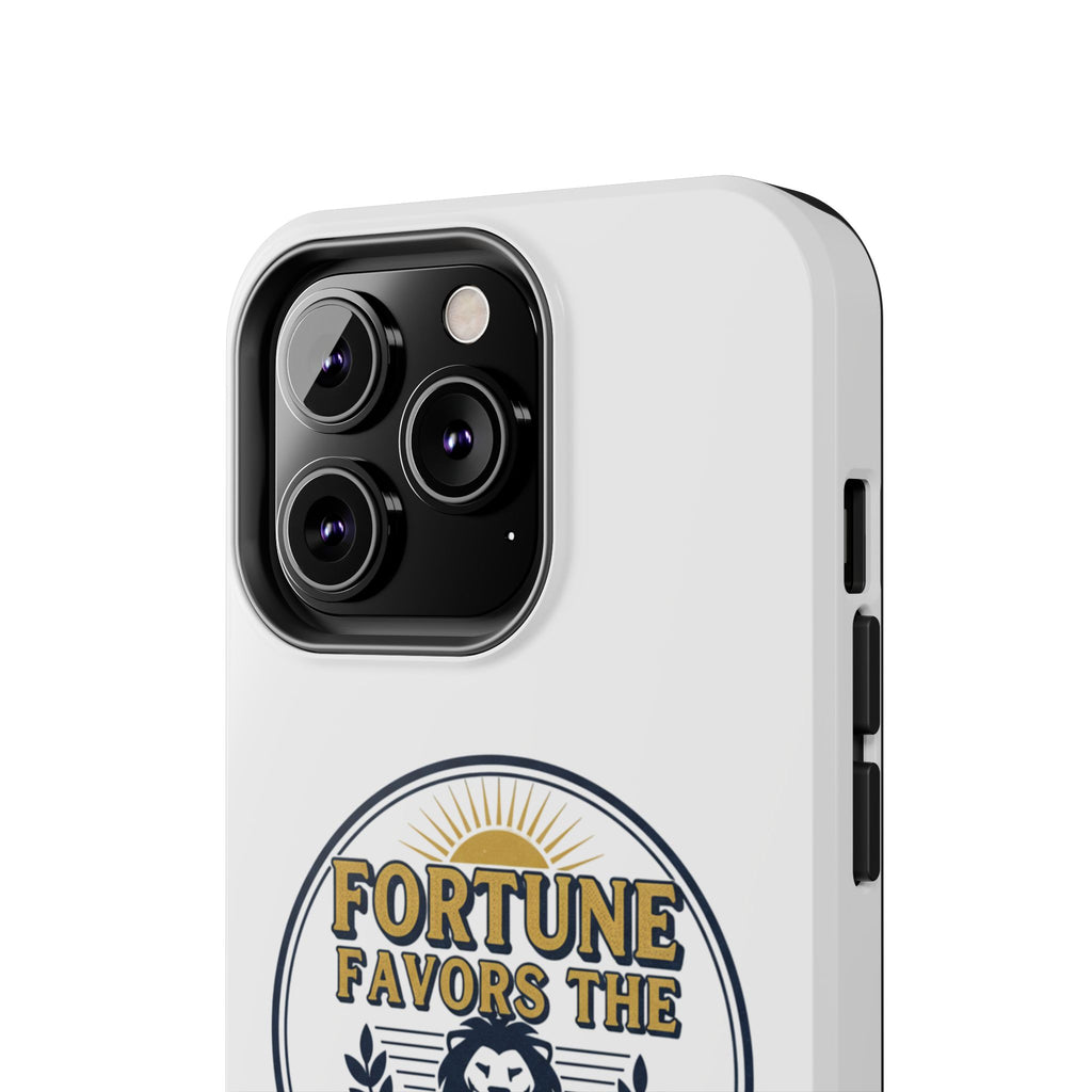 Fortune Favors the Brave Phone Case (Protective Tough Case with Lion Emblem)